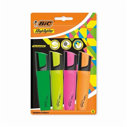 Bic Marking Highlighter Chisel Tip Assorted (Pack of 4)