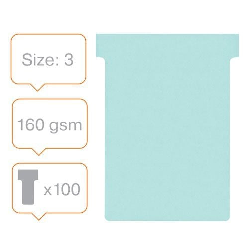 Nobo T-Card Size 3 80 x 120mm Light Blue (Pack of 100)