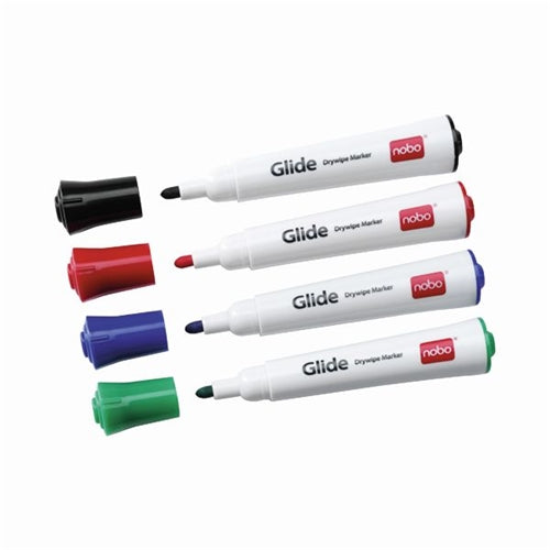 Nobo Glide Drywipe Marker Medium Assorted (Pack of 4)