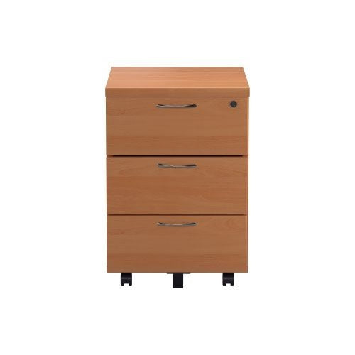 First 3 Drawer Mobile Pedestal 400x500x595mm Beech