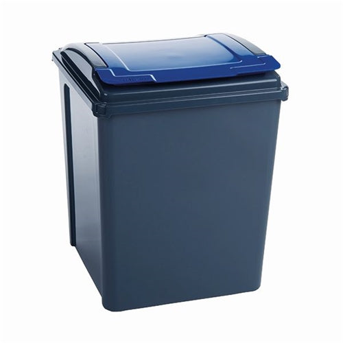 VFM Recycling Bin With Lid 50 Litre Blue