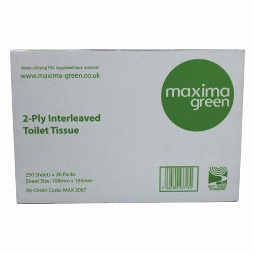 Maxima Bulk Pack Toilet Tissue 2-Ply 250 Sheets White (Pack of 36)