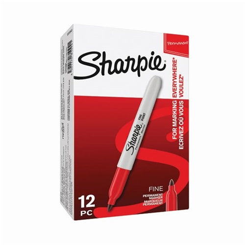 Sharpie Permanent Marker Fine Red (Pack of 12)