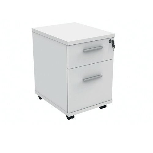 Polaris 2 Drawer Mobile Under Desk Pedestal 404x500x595mm Arctic White