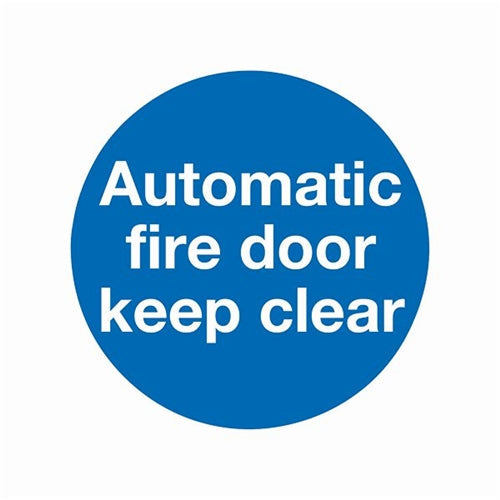 Safety Sign Automatic Fire Door 100x100mm Self-Adhesive (Pack of 5)