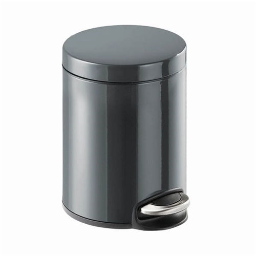 Durable Powder Coated Metal Pedal Bin Round 5 Litre Charcoal