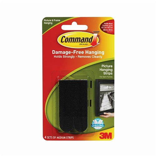 3M Command Medium Picture Hanging Strips Black (Pack of 4)