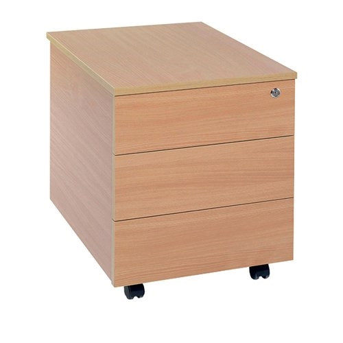 Serrion 3 Drawer Mobile Pedestal 400x450x550mm Beech