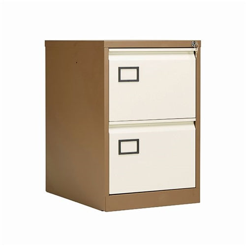 Jemini 2 Drawer Filing Cabinet Lockable 470x622x711mm CoffeeCream