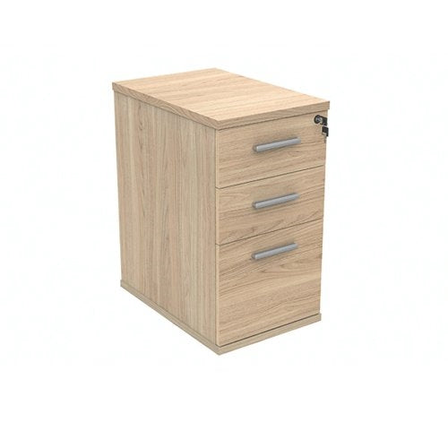 Polaris 3 Drawer Desk High Pedestal 404x600x730mm Canadian Oak