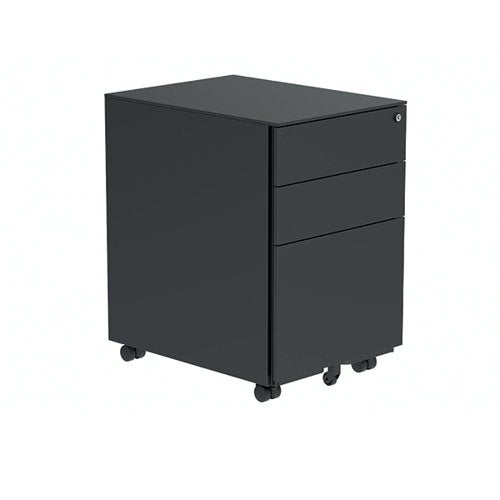 Polaris 3 Drawer Mobile Under Desk Steel Pedestal 480x680x580mm Black