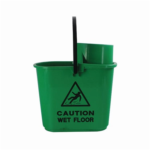 2Work Plastic Mop Bucket with Wringer 15 Litre Green