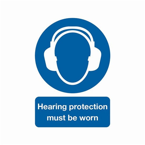 Safety Sign Hearing Protection Must be Worn A4 PVC