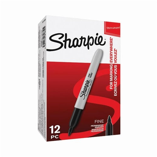 Sharpie Permanent Marker Fine Black (Pack of 12)