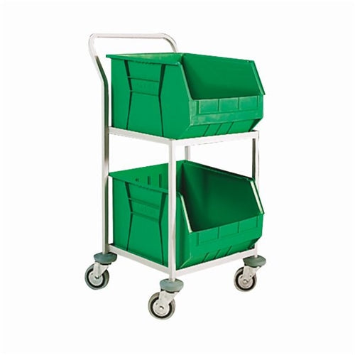 Green Mobile Storage Trolley cw 2 Bins