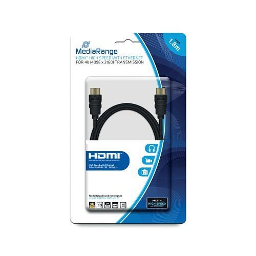 MediaRange HDMI Cable with Ethernet 18Gbit 1.8m Black