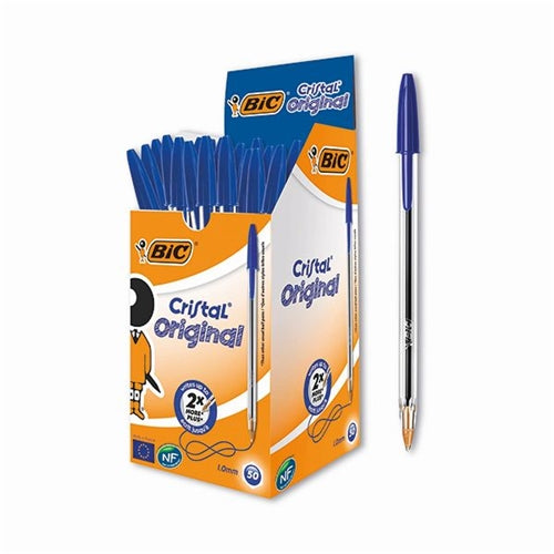 Bic Cristal Ballpoint Pen Medium Blue (Pack of 50)