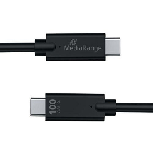 MediaRange USB Type C Cable Charge and Sync USB 3.1 10Gbit 100W Max 1.2m Black