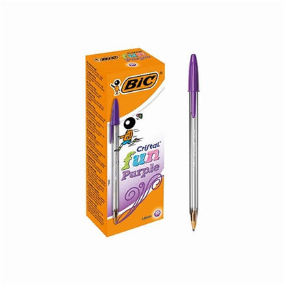 Bic Cristal Fun Ballpoint Pen Large Purple (Pack of 20)