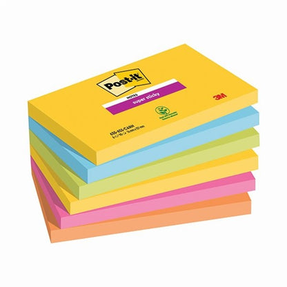 Post-It Super Sticky Notes 76x127mm Rio (Pack of 6)