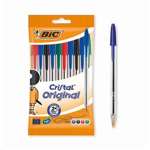 Bic Cristal Ballpoint Pen Medium Assorted (Pack of 10)