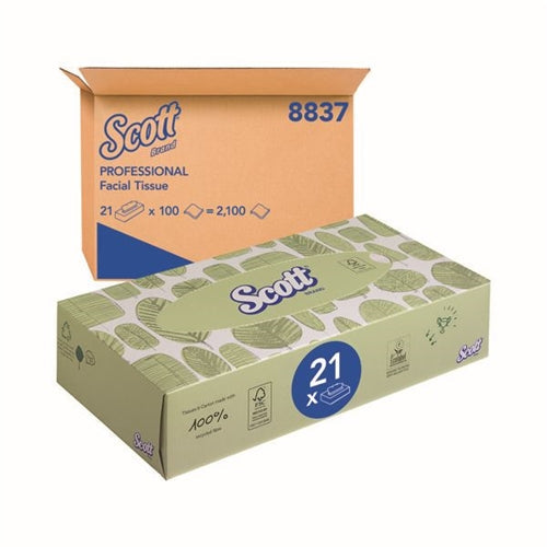 Scott Facial Tissues Box 100 Sheets (Pack of 21)