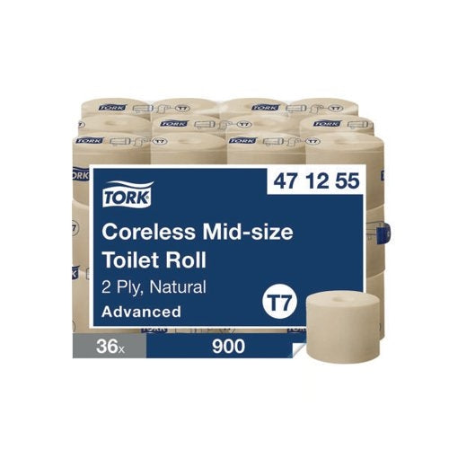 Tork Coreless Mid 2-Ply Toilet Roll Advanced Natural (Pack of 36)