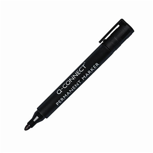 Q-Connect Permanent Marker Pen Bullet Tip Black (Pack of 10)