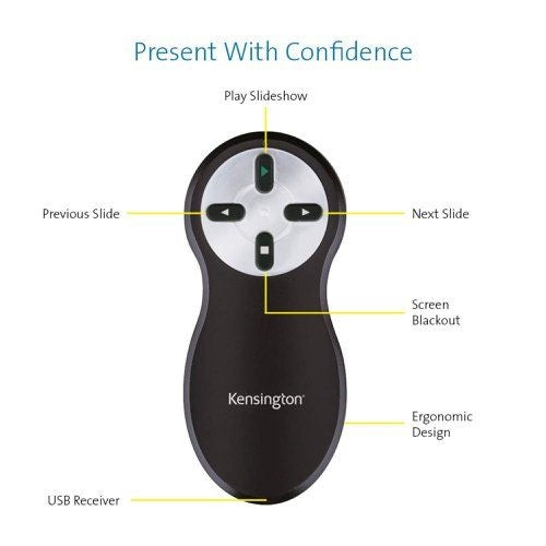 Kensington Wireless Presenter Red Laser BlackChrome