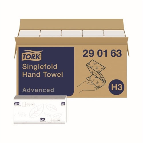 Tork Singlefold Hand Towel H3 White 250 Sheets (Pack of 15)