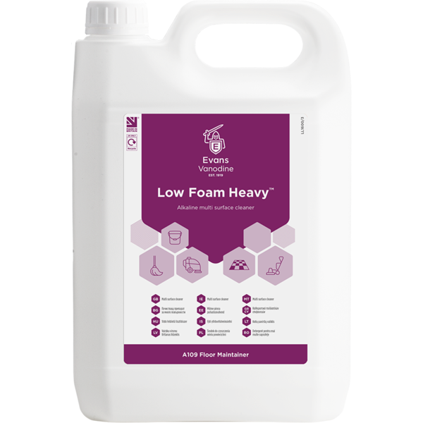 Low Foam 5L - Multi-surface, low-foaming alkaline cleaner for use in combination scrubber dryer floor machines.